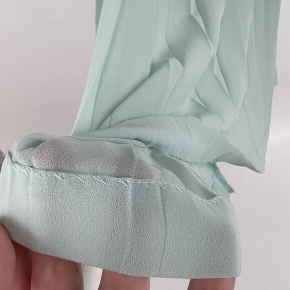 VTG 80s Dress Accordion Crochet Lace Mint Green Long Sleeve Sz 8 IN THE MOOD - Picture 6 of 16